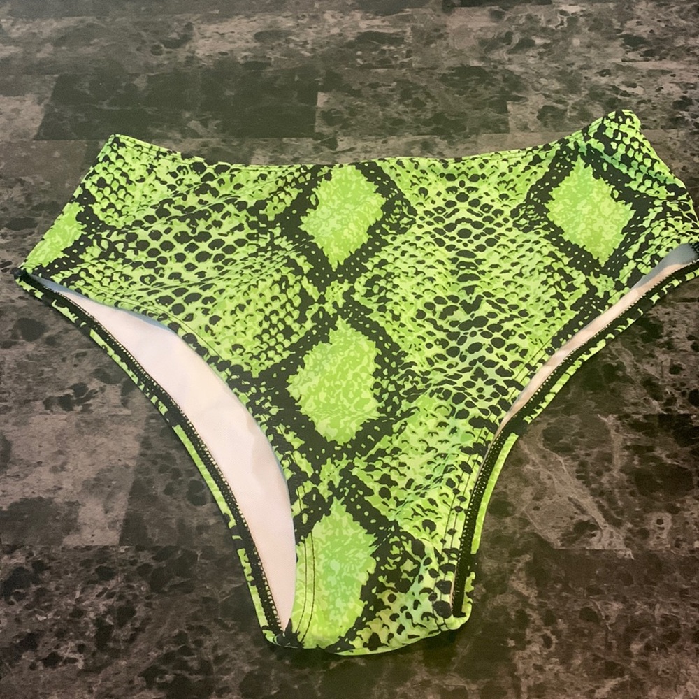 Snake printed neon green and black bottoms
